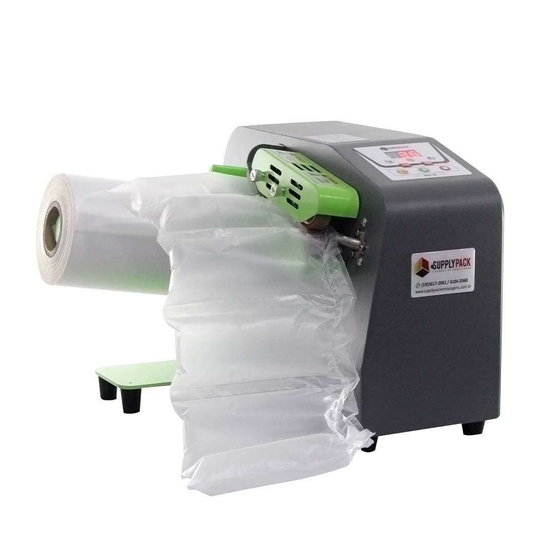 SPY-16A Air Shield com bobina de filme HDPE instalada e almofadas de ar em saída